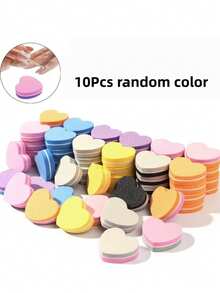 10-60pcs Mini Heart-Shaped Double-Sided Nail Files, Portable Polishing Buffing Blocks, Foam Nail Care Tools - Heart-shaped - View 13