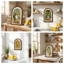 1/4pcs Arched Wooden Sign Rustic Style Wooden Yellow Lemon Art Desktop Decor Wall Hanging Ornament, Suitable For Kitchen Dining Room Farmhouse Home Vintage Kitchen Decoration - Lemon - View 1