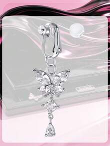 Y2K Butterfly Heart Fake Belly Ring For Women,Faux Belly Piercing Jewelry Fake Belly Button Piercing Clip On Belly Button Rings Non Piercing Jewelry - Fake Belly Ring - View 7