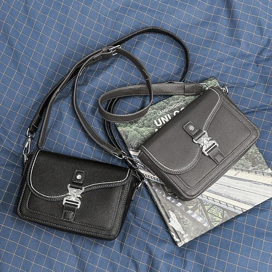 New Style Crossbody Bag, Premium Saddle Bag, Fashionable Versatile Lock Closure Flap Messenger Bag, Casual Shoulder Bag, PU Material Waterproof Wear-Resistant, Shopping Commuting Phone Bag