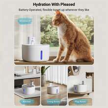 2.6L/88oz Automatic Cat Water Fountain (Replacement Filters Sold Separately), With Water Level Window And Motion Sensor, Suitable For Cats And Dogs, Ultra-Quiet Battery Powered Pet Water Dispenser - 2.6L - View 8
