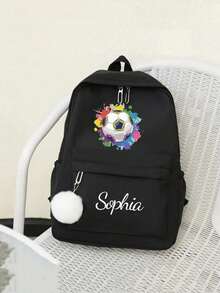This Backpack With Soccer Pattern Can Be Customized As Your Exclusive Back-To-School Bag. You Can Also Add Personalized Elements Such As Name Or Holiday Greetings. This New Backpack Features A Nylon Zipper. You Can Add Personalized Content Like Letters, Lucky Numbers, Etc. It's Perfect For Dance Classes And Travel. Also An Ideal Choice For Birthday Gifts, Souvenir Bags, Christmas Gifts Or New Year Gifts. - Multicolor - View 5