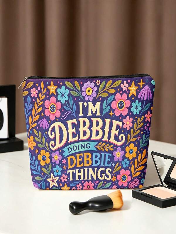Cosmetic Bag , Debbie Doing Debbie Things, Stylish Zippered Wallets, Skincare Product Organizers,Printed Cosmetic Bags, Student Stationery Organizers
