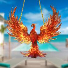 1pc Gilded Red Flame Spreading Wings Phoenix Acrylic Window Hanging, Sunlight Translucent Balcony Bedroom Wall Hanging Decorative Pendant - D - View 6