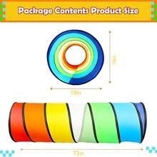 Multicolor Rainbow Foldable Play Crawl Tunnel,  Soft Mesh Kids Crawling Tube Toy, Indoor Outdoor Sensory Game Playhouse Accessory For Baby Toddlers, Portable Easy Assemble Children Activity Toy Gift - Rainbow Colors - View 2