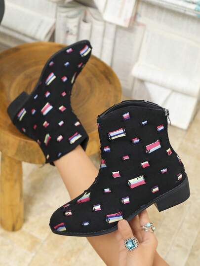 Women's Fashion Boots, Ankle Boots And Ankle Boots With Double Zipper Design, Mid-Heel