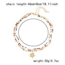 1pc Men's Fashion Coconut Shell Rice Bead Necklace, Hip-Hop Style Sun Pendant Collarbone Chain, Premium Sun Pendant Collarbone Chain Suitable For Men And Women, Men's Hip-Hop Jewelry - White - View 7