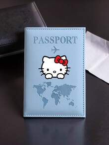 SANRIO 1 Buah Tempat Paspor Hello Kitty, Sampul Pengorganisasi Dokumen Perjalanan dengan Motif Dunia dan Slot Kartu untuk Wanita, Liburan, Perjalanan Bisnis & Wisata - MultiWarna - View 9