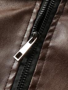 Men's Spring/Autumn Fashion Casual Daily Wear Fitted Lapel PU Leather Jacket - Brown - View 5