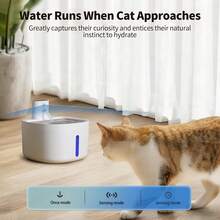 2.6L/88oz Automatic Cat Water Fountain (Replacement Filters Sold Separately), With Water Level Window And Motion Sensor, Suitable For Cats And Dogs, Ultra-Quiet Battery Powered Pet Water Dispenser - 2.6L - View 6