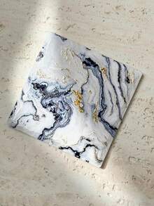 Ins Style Gilded Fluid Marble Pattern Ceramic Coaster, Minimalist High-Definition Printed Waterproof Heat-Resistant Square Ceramic Desktop Protector, Suitable For Home Decor, Refrigerator, Daily Use And Holiday Birthday Gift - Multicolor - View 15