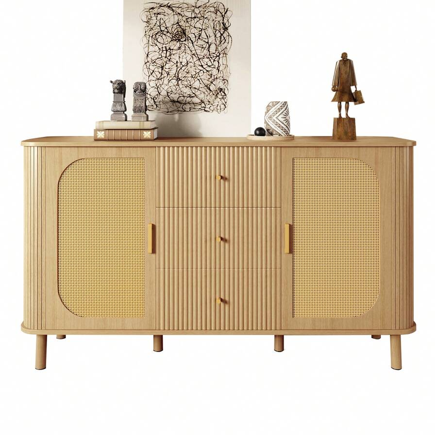 Modern Sideboard With Drawers - Perfect For Living Room Or Kitchen - Natural - View 1