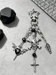 Sweet Gothic Skull Cross Keychain, Vintage Dark Punk Bag Pendant Accessories - Multicolor - View 8