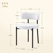 Set da 2 sedie da pranzo, imbottitura in pile, sedie con seduta imbottita, gambe in metallo, bianco crema - Multicolore - Visualizzare 5