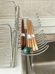 1/2pcs Drain Basket, Extendable Hanging Storage Rack - Western Cutlery Fork And Spoon Holder, Expandable Small Hanging Rack, Drainer, Suitable For Extending Kitchen Sinks, Shelf Storage, And Solving Storage Solutions - Multicolor - View 4