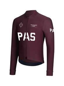 PAS CYCLING （修身款）男女通用骑行服，透气速干立领长袖骑行上衣，适合山地车和公路车，防紫外线设计，配有3个口袋和1个拉链口袋，PAS字母印花长袖骑行服，性能卓越，穿着舒适。 - 紅色 - 查看 3
