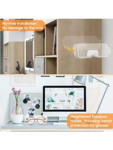 2/4/6pcs High Transparency Eyeglass Holder, Fashion Eyeglass Storage Organizer, Wall-Mounted Eyeglass Display Box With Adhesive Backing, Suitable For Home, Office, Dorm - View 5