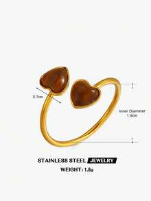 1/3pcs Stainless Steel Minimalist Heart Rings, Suitable For Women's Daily, Holiday, Date Wear - Multicolor - View 7
