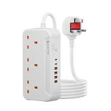 1pc UK Plug Power Strip, 3 British Standard Outlets, 1.8m Extension Cord, DesktopMulti Socket For Office Desk, Study Room & Home Workstation - UK Plug(220-240V) - View 2