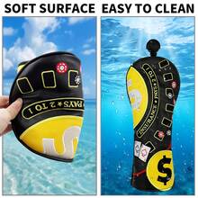 Casino Chip Poker Dollar Golf Club Headcover, Multi- Embroidered Personalized, Black & Yellow Contrast Visual Highlight; Universal Fit Standard 1/3/5 Wood Size, Thickened PU Padding, Niche Creative Golf Protection Cover - Black - View 6