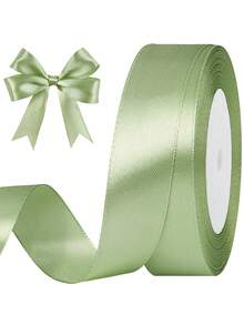 Sage Green Satin Ribbon 1 Inch X 20 Yards, Solid Fabric Sage Green Ribbon For Gift Wrapping, Bow Making, Wreaths, Bridal Bouquets, Floral, Sewing Crafts, Weddings, Baby Showers And Handmade Decor - Mint Green - View 1
