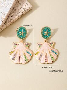 1 Pair Vintage Glamorous Colorful Shell Tassel Earrings, Suitable For Parties, Family Gatherings, Balls, Dates, Vacations, Holidays - Multicolor - View 3