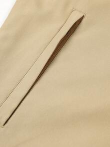 Men's Cargo Style Style Colorblock Stand Collar Jacket, Khaki Contrast Cuffed Sleeve Casual Versatile Spring/Autumn Jacket - Khaki - View 7