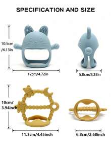 1pc Cute Silicone Baby Teether Wrist Teething Toy With Textured Massage Nubs Anti-Drop Infant Teether Baby Shower Gift For 0-12 Months Babies - 多色 - 查看 2