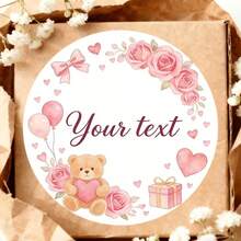 Pink Bow Baby Baptism Thank You Gift Stickers Round, Pink Plaid Baby Girl Snack Bag Gift Labels Bow Baby Decoration - Multicolor - View 4