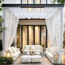 4pcs/2pcs/1pc Adjustable Outdoor Curtains, Breathable Mesh Gauze, Rod Pocket Design, Multi-Color Options Suitable For Gardens, Courtyards, Balconies, Garden Protection, Outdoor Camping, Porch And Pavilion Decorations, Insect/Mosquito Nets, Wedding - Pole-through Type - View 9