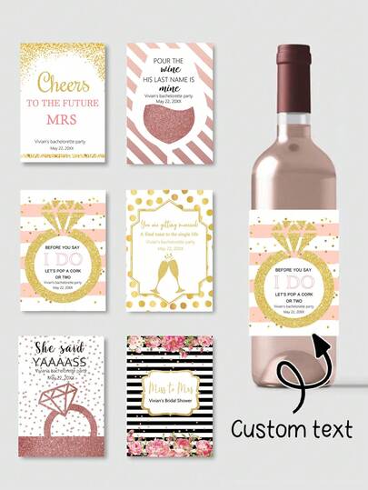 Custom Bachelorette Party Wine Labels, Champagne Bottle Stickers, Personalized Wedding Decor, Bridal Shower Party Stickers