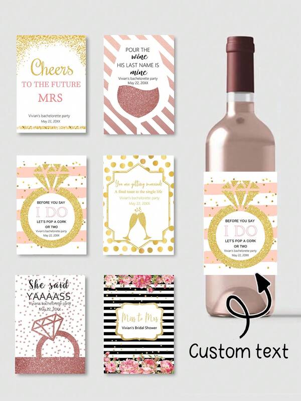 Custom Bachelorette Party Wine Labels, Champagne Bottle Stickers, Personalized Wedding Decor, Bridal Shower Party Stickers