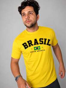 Men Plus Size T-Shirts - 黃色 - 查看 1