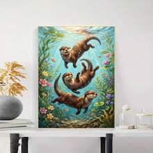 1PC DIY 5D Diamond Painting Kit Otter Pattern - Round Full Diamond Art Mosaic Craft, Home Wall Decor, Frameless - No Frame - View 2
