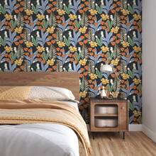 Boho Floral Wallpaper Peel And Stick Vintage Dark Floral Contact Paper Leaf Wallpaper Waterproof Self-Adhesive Wall Covering For Bedroom Countertop Desk Cabinets Decor - 1PC - View 4