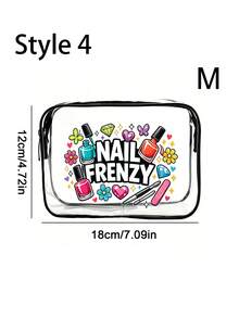 Cute Nail Art Themed PVC Makeup Travel Bag - Perfect For Brides And Nail Technicians; Heart-Shaped Makeup Pouch Is A Must-Have Gift For Women's Birthdays And Honeymoons - Multicolor - View 14