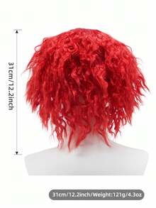 Scary Bald Front Clown Wig Voluminous Red Curl Design Ideal For Circus Masquerade Spooky Party Full Head Accessory - Multicolor - View 6