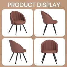 Extendable Dining Table And Chairs Set Of 4/Set Of 6, Round Table With Upholstered Brown PVC Chairs For Dining Room,Kitchen - Grey Table + Brown PVC Chair - View 11