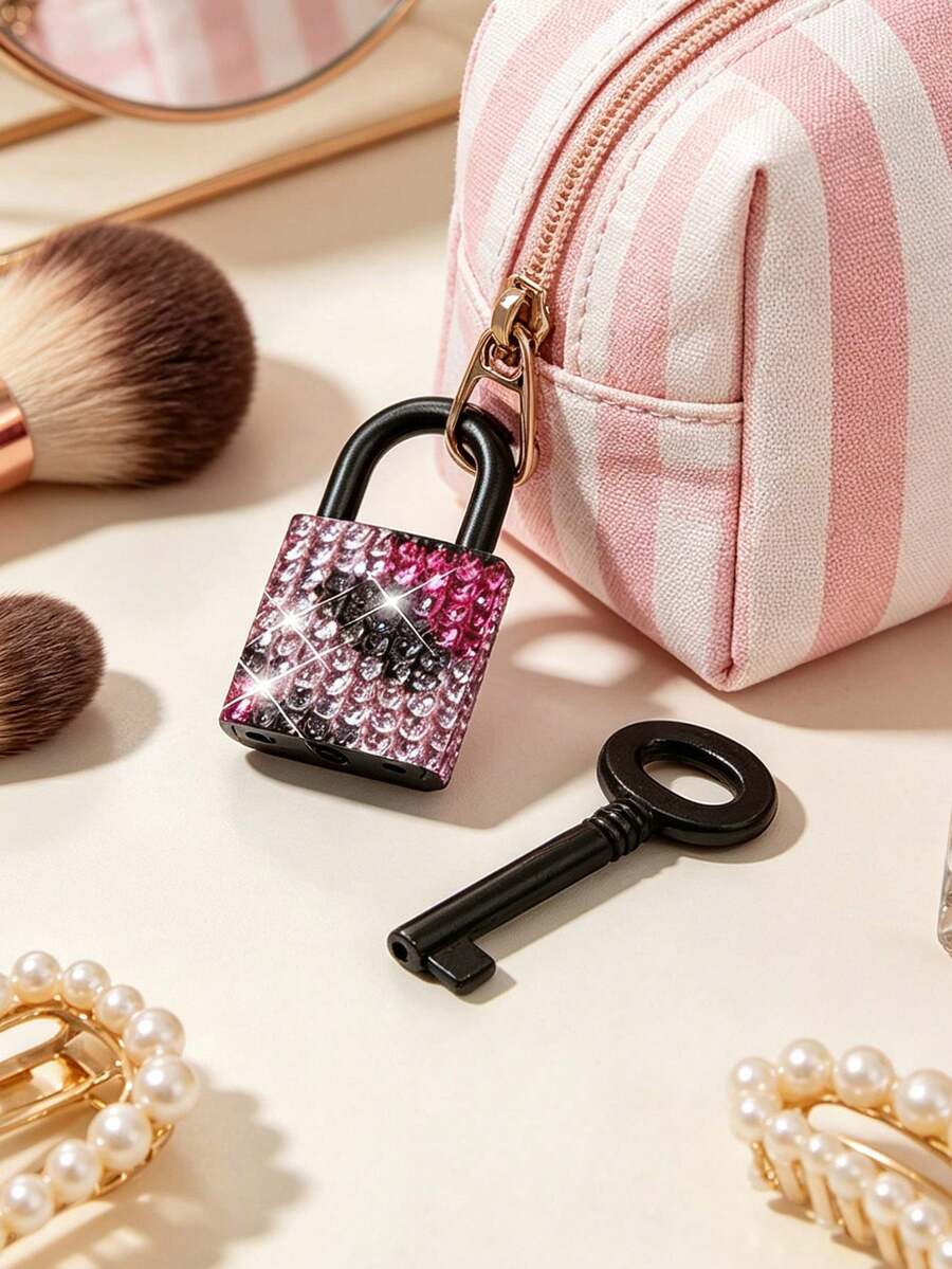 Mini Shiny Crystal Key Lock - Metal Mini Lock With Key, Leopard Print Pattern, No Assembly Required, Luggage Lock, Locker Lock, Small Luggage Padlock, Suitcase Lock, Metal Key Lock, Suitable For Luggage, Gym Locker, Suitcase And Storage Cabinet, School Gym Classroom Matching Game Travel Backpack, Back To School, Graduation, Teacher's Day Gift - Multicolor - View 1