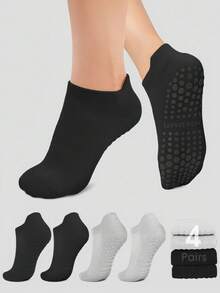 4 Pairs Women's Socks, Gym Yoga Pilates Sports White Socks, Suitable As Gift For Women - Multicolor - View 14