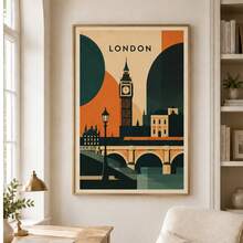 1pc Retro London Poster, Geometric City Landmark Wall Art Print, Unframed Matte Paper Poster For Bedroom Living Room Dorm Decor - 1PC - View 8