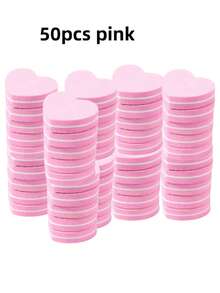 10-60pcs Mini Heart-Shaped Double-Sided Nail Files, Portable Polishing Buffing Blocks, Foam Nail Care Tools - Heart-shaped - View 12