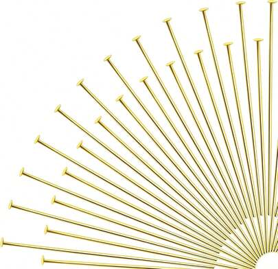 TOAOB 200pcs Head Pins 2 Inch Gold 22 Gauge Brass Wire Flat Head Pins Jewelry Findings For DIY Crafts Necklaces Bracelets Earrings Making