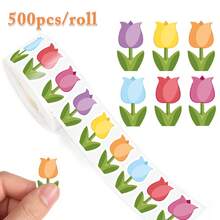(500 miếng/cuộn) Miếng dán hoa tulip nhiều màu dạng cuộn in hình hoa nhiều màu, miếng dán niêm phong hoa chống nước tự dính cho phong bì, nhật ký, tiệc sinh nhật, thiệp chúc mừng, thiệp, miếng dán trang trí ngày lễ 500 tờ - Hoạt hình - Xem 1