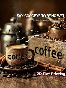 1pc 2D Flat Coffee-Themed Stove Top Cover - Gas/ Flat Stovetop & Glass Cooktop Compatible, Coffee Bean & Coffee Cup Design With Cinnamon Sticks - Easy-Clean Appliance Mat For Ovens, Washers, Dryers, Stove Panels, Kitchen Essentials - 20.5x28.3吋/52x72厘米 - 查看 6