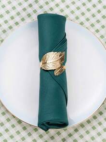 36/48pcs Leaf-Shaped Gold Napkin Rings, Shiny Metal Napkin Rings Table Decor, Fashionable Autumn Napkin Rings Bulk, Suitable For Christmas, Easter, Wedding, Party, Elegant Table Setting - Gold 1 - View 1
