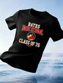 Maglietta Della Classe Del '76 Della Bates High School, 100% Cotone, Girocollo, Vestibilità Comoda, Stampa Di Tendenza. - Black - View 6