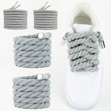 10mm + 5mm Gray Cotton Rope With Silver Metal Tip