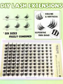 MKHLINA Segmented Single Cluster False Eyelashes DIY Lash Extensions C/CC/D Curl Fluffy Natural Style Suitable For Daily, Wedding, Party, Cosplay, Suitable For Beginners Self-Application (F21) - C/D 混合 - 查看 7