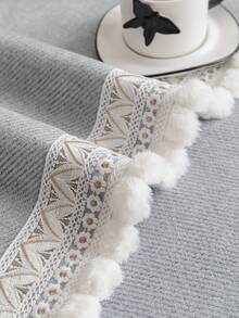 ALPLUME 1 buah Bantal Sofa Minimalis Serbaguna Gaya Nordik Warna Polos, Hiasan Pom Pom dengan Trim Renda, Sarung Sofa Anti Selip Sepanjang Musim, Dapat Dicuci dengan Mesin, Ramah Hewan Peliharaan, Cocok untuk Sofa Tunggal, Ganda, Tiga, Empat, dan Sofa Seksi, Kerajinan Jacquard, Dekorasi Rumah - Light Grey - View 10